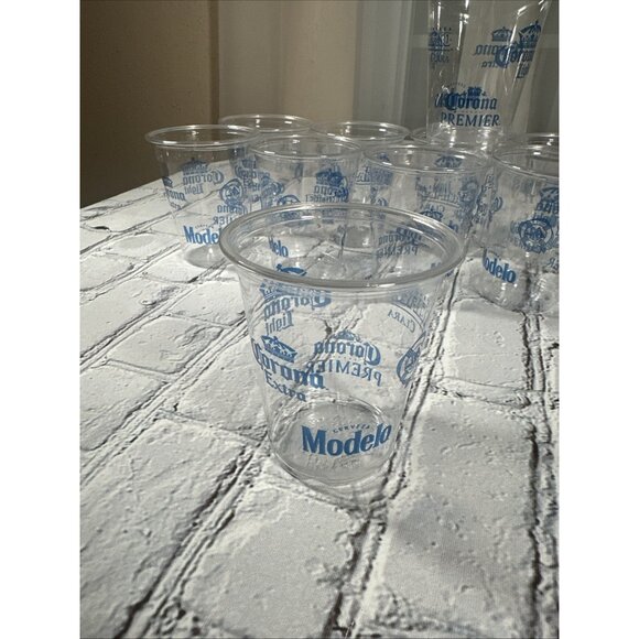 Corona Modelo Plastic Drinking 7oz Big Shot Glass Cup Lot 10 Disposable NEW - Picture 2 of 8